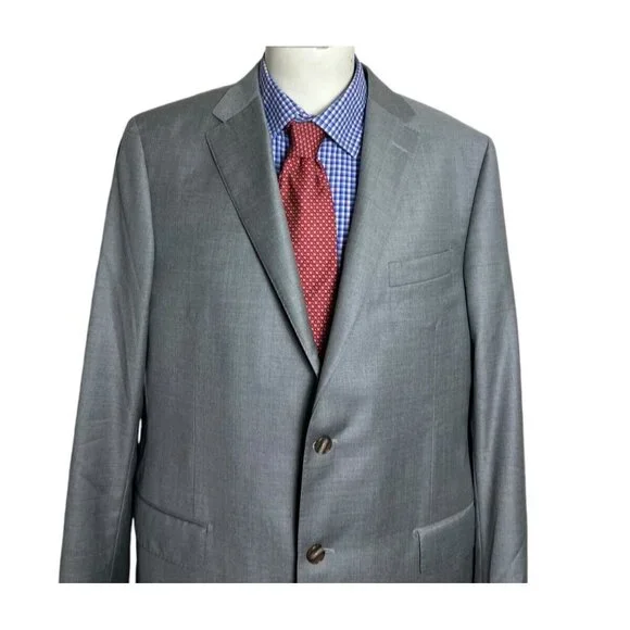 Hickey Freeman X Loro Piana Super 150's Sport Coat Jacket Gray Men's 44R Nice